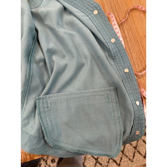 VINTAGE ORVIS DENIM BUTTON DOWN VEST TEAL COLOR SIZE MEDIUM - Picture 8 of 9